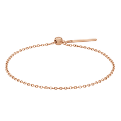 Delicate rose gold chain bracelet with an adjustable sliding clasp, featuring a classic oval link design and a polished finish.