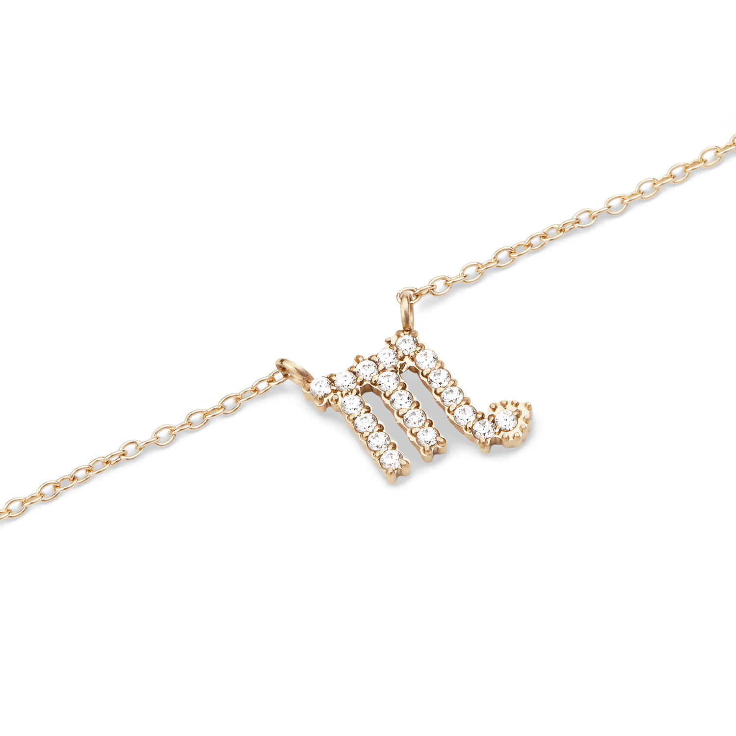 Crystal Zodiac Chain Necklace Gold