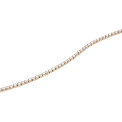 Close-up of the Classic Tennis Necklace Rose Gold, highlighting the individually set sparkling crystals in a polished rose gold stainless steel setting. The refined design showcases the timeless elegance and meticulous craftsmanship of this tennis necklace.