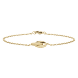 Gold Elan Unity Bracelet featuring two interlocking rings on a delicate adjustable chain with a minimalist, elegant design.