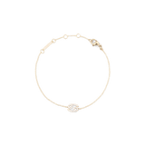 Delicate gold chain bracelet featuring a crystal-encrusted zodiac pendant with adjustable sizing rings and a secure lobster clasp.