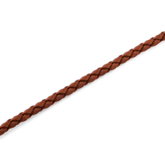 Close-up of the Daniel Braided Leather Bracelet St Mawes 2.8 Gold, showing the fine 2.8mm brown braided leather band and its detailed craftsmanship.
