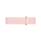 Pastel pink Rosewater Strap Gold by Daniel Wellington, crafted from recycled polyester with a gold-tone buckle and minimalist detailing, designed to fit a range of watch sizes.