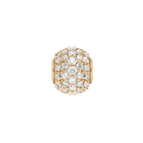 Gold spherical charm featuring a pavé setting of white cubic zirconia crystals, designed with a polished finish and delicate proportions for versatile styling on bracelets or necklaces.