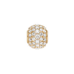 Gold spherical charm featuring a pavé setting of white cubic zirconia crystals, designed with a polished finish and delicate proportions for versatile styling on bracelets or necklaces.