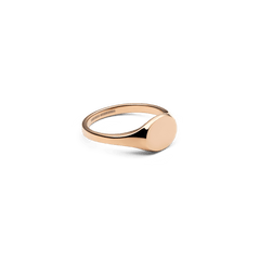 Classic Mini Signet Ring in rose gold, featuring a sleek, flat oval face and a polished, minimalist band crafted from stainless steel with a refined finish.
