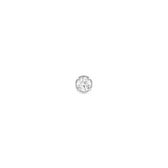 Single silver stud earring featuring a round cubic zirconia crystal in a minimalist claw setting.
