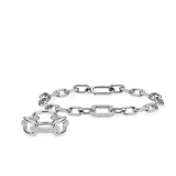 Silver chain bracelet and matching ring set featuring geometric links with crystal-encrusted accents, showcasing a modern, polished finish. The coordinated design highlights subtle sparkle and contemporary style.