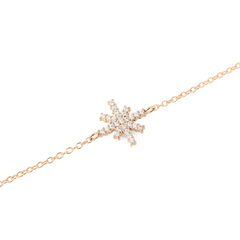 Close-up of the Mirelle Star Bracelet Rose Gold, showing the fine rose gold chain and the star-shaped charm encrusted with white cubic zirconia crystals for a sparkling, elegant finish.