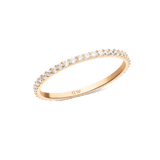 Slim rose gold eternity ring with a 1.4 mm band, featuring a continuous row of white cubic zirconia crystals set along the top for a refined, sparkling finish.