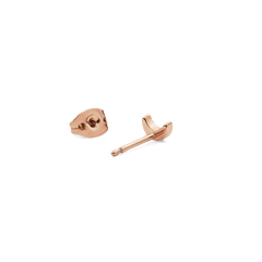 Back view of the Crystal Moon Stud Rose Gold earring showing the crescent moon shape, rose gold finish, and butterfly fastening.