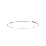 Slim silver flat chain bracelet with a polished finish and adjustable clasp, crafted from stainless steel for a refined, minimalist look.