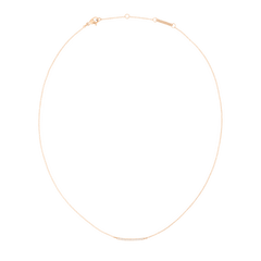 Rose gold necklace featuring a slender chain and a gently curved bar set with small white cubic zirconia crystals, designed for a minimalist and elegant look.