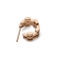 Rose gold 5-link hoop earring with a modern openwork chain design and polished finish, shown from above.
