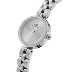 Elan Lumine Unitone Silver women’s watch with crystal markers, minimalist dial, and polished stainless steel bracelet.