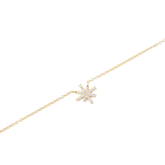 Close-up of the Mirelle Star Necklace Gold, showcasing its slim gold chain and star-shaped pendant set with white cubic zirconia crystals for a refined, sparkling finish.