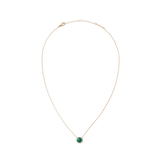 Rose gold necklace featuring a fine chain and a domed green malachite pendant, accented with a delicate border of white cubic zirconia crystals. The adjustable chain and secure clasp add a refined, contemporary touch.