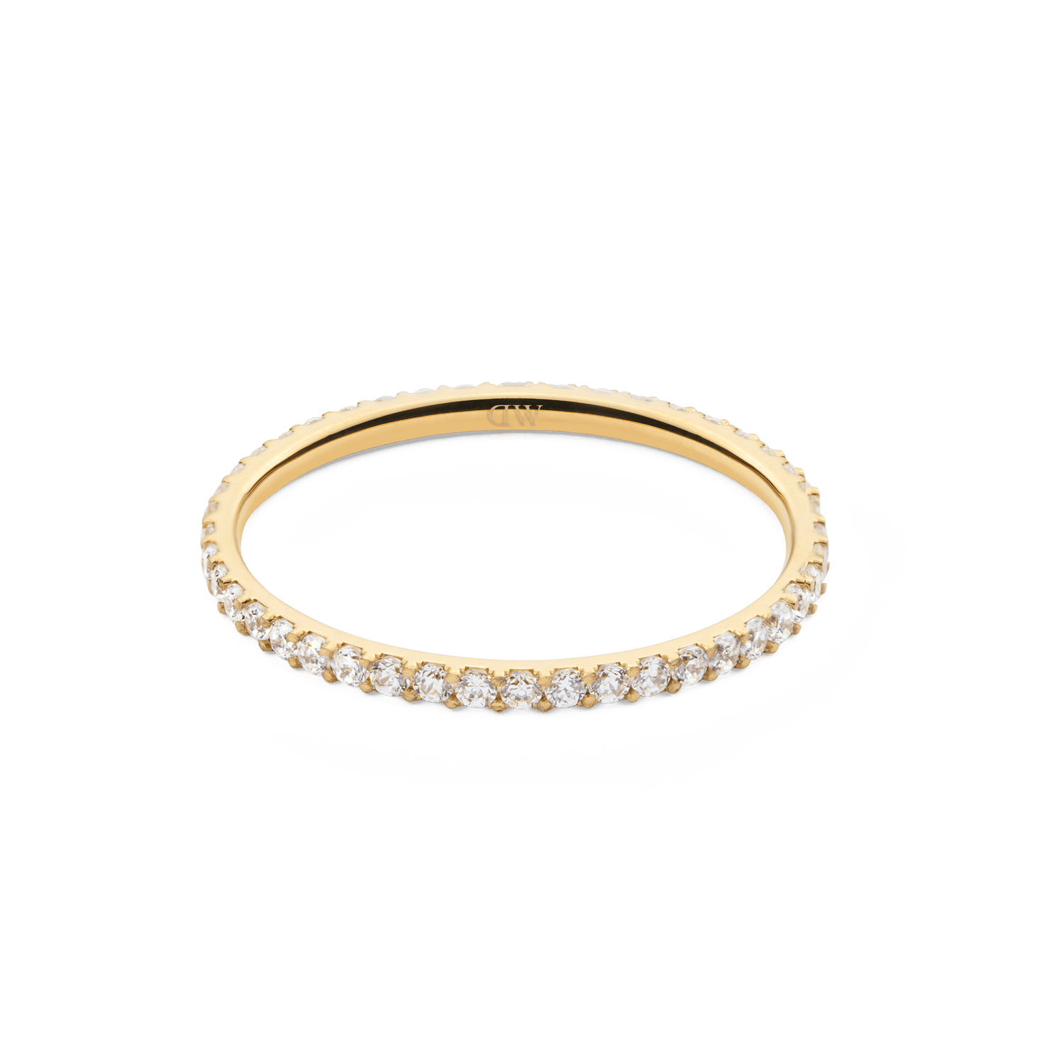 Delicate Mirelle Eternity Ring Gold 1.4 mm with a slim gold band, set with a full circle of white cubic zirconia crystals for a refined, sparkling finish.