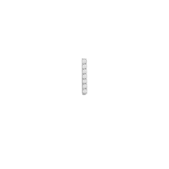 Slender silver bar stud earring featuring seven sparkling cubic zirconia crystals in a neat claw setting.
