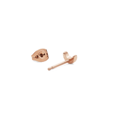 Moon Stud Rose Gold earring shown with its butterfly back, highlighting the petite crescent moon shape and polished rose gold finish.