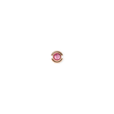 Rose gold charm featuring a minimalist circular design with a central pink crystal, inspired by the October birthstone.