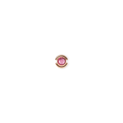 Rose gold charm featuring a minimalist circular design with a central pink crystal, inspired by the October birthstone.