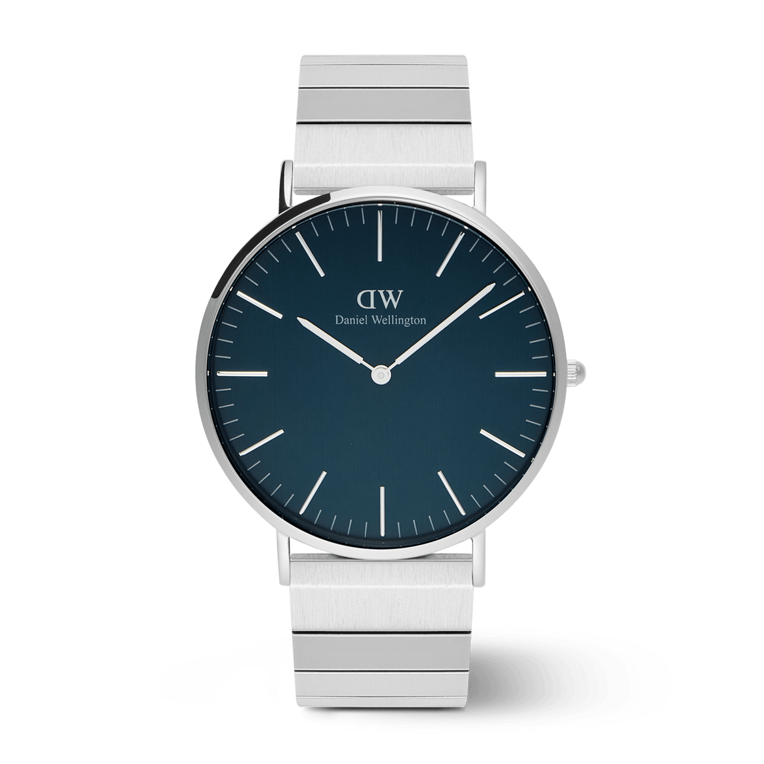 Classic Piano Link Arctic Silver watch featuring a brushed arctic blue dial, minimalist markers, and a sleek silver piano link strap.