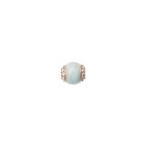 Amazonite crystal orb charm with a soft blue-green stone, framed by rose gold-toned stainless steel and accented with sparkling white crystals on each side. Ideal for adding a refined, calming touch to bracelets or necklaces.