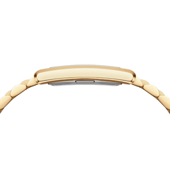 Side profile of the Bound 3-Link Gold watch showing its slim rectangular gold case and polished three-link bracelet.