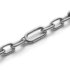Detail of the Crystal Link Bracelet Silver showing the polished stainless steel chain and secure spring gate clasp with subtle branding.
