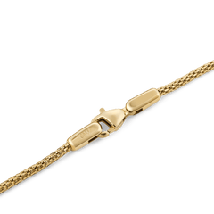 Close-up of the Tide Mesh Bracelet Evergold 1.8 showing its fine gold mesh chain and secure lobster clasp with engraved detail.