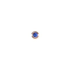 Rose gold charm featuring a deep blue sapphire-toned crystal set in polished stainless steel, shown against a plain background.