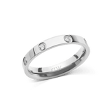 Polished silver ring with a 4 mm band, featuring eight evenly spaced cubic zirconia crystals set into 316L stainless steel for a refined, minimalist look. The design is sleek and understated, ideal for everyday wear or special occasions.