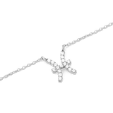 Close-up of the Crystal Zodiac Chain Necklace Silver featuring a Pisces pendant adorned with sparkling hand-set crystals on a fine silver chain.