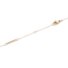 Close-up of the Crystal Zodiac Chain Necklace Gold’s adjustable gold chain with a secure lobster clasp and branded tag.