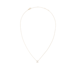 Gold chain necklace with an adjustable length, featuring a Gemini zodiac pendant adorned with sparkling crystals.
