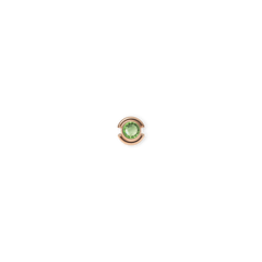Rose gold charm featuring a round peridot-coloured crystal set in a polished stainless steel frame, designed for bracelets or necklaces.