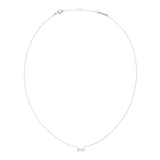Delicate silver necklace featuring an infinity symbol pendant set with sparkling white cubic zirconia crystals on a fine adjustable chain.