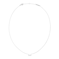 Delicate silver necklace featuring an infinity symbol pendant set with sparkling white cubic zirconia crystals on a fine adjustable chain.