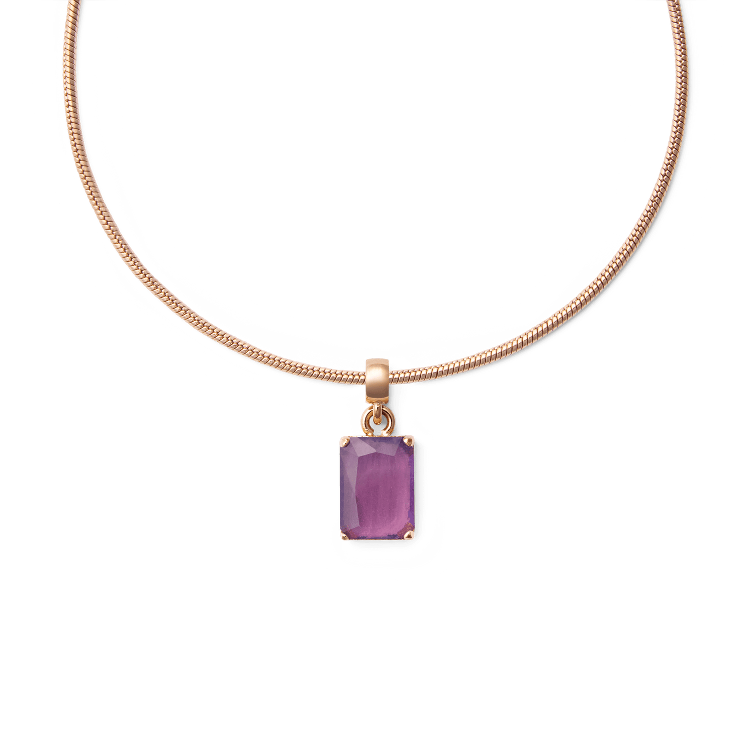 Amethyst Octagon Rose Gold Charm