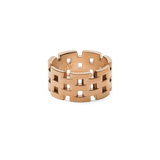 Rose gold 5-link ring featuring a bold, openwork design inspired by classic watch straps, crafted from polished stainless steel.