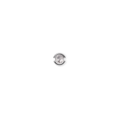 Polished sterling silver charm featuring a clear 4mm crystal at the centre, designed in a minimalist style for necklaces or bracelets.