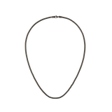 Graphite mesh necklace with a fine, lightweight stainless steel chain and a sleek lobster clasp, showcasing a minimalist and modern design.