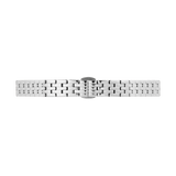 Polished 5-link silver stainless steel watch strap with a butterfly clasp, designed for petite Daniel Wellington timepieces and featuring a refined, textured finish.