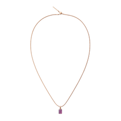 Slim rose gold necklace featuring an octagonal amethyst charm with a faceted purple stone, offering a refined and elegant accent for everyday wear.