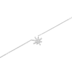 Close-up of the Mirelle Star Necklace Silver, showing a polished silver chain with a star-shaped pendant set with sparkling white cubic zirconia crystals.