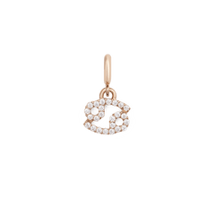 Cancer zodiac watch charm in rose gold, featuring the Cancer symbol adorned with sparkling cubic zirconia crystals on a polished stainless steel charm.