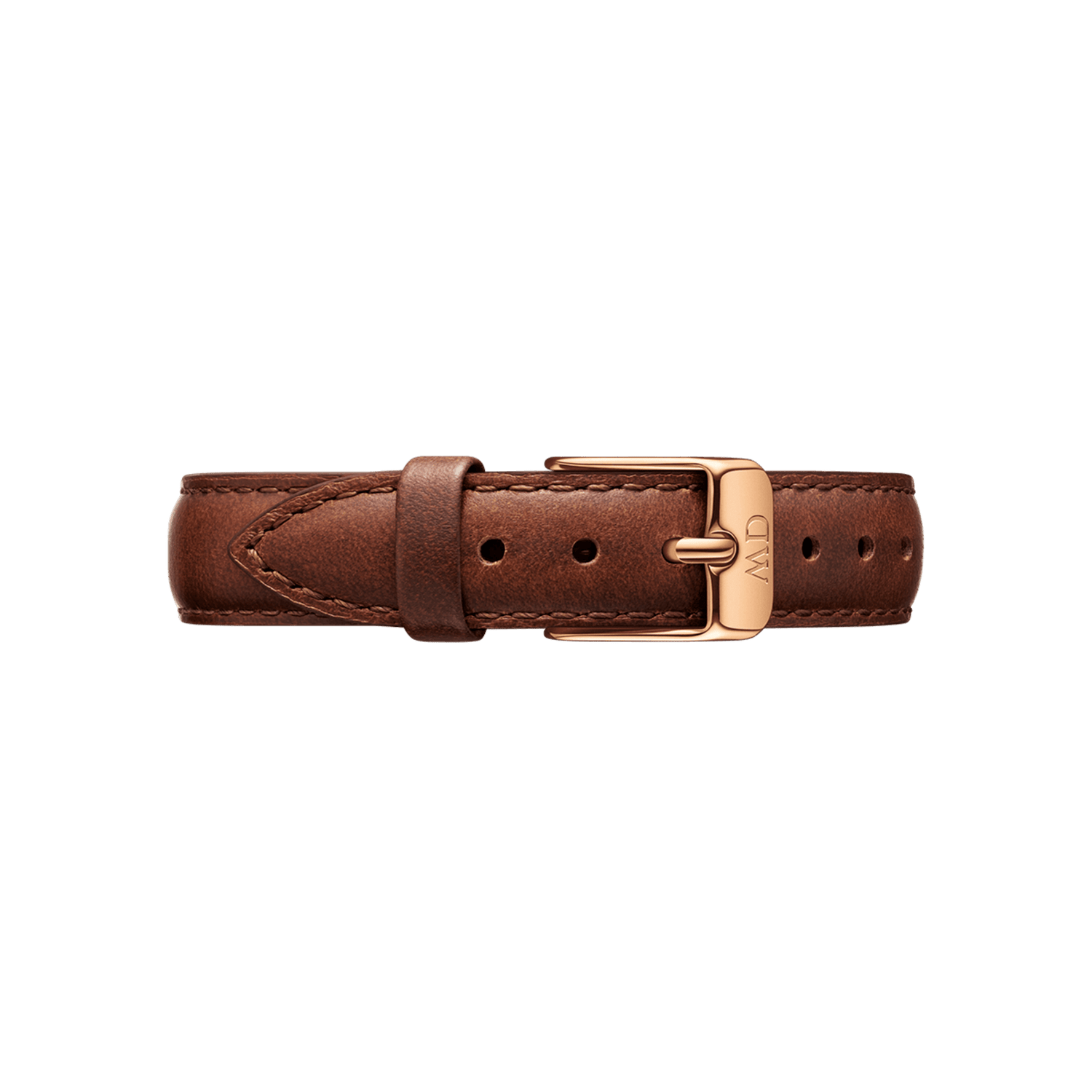Premium St Mawes Strap in light brown leather with fine stitching and a rose gold buckle, designed for classic and slim watches.
