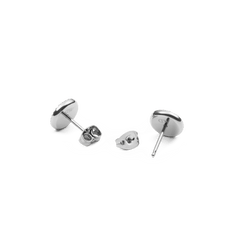 Audrey Earrings silver stud backs and butterfly clasps, polished stainless steel, secure and comfortable for everyday wear.