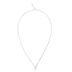 Delicate sterling silver necklace featuring a small open heart charm pendant with a minimalist design.